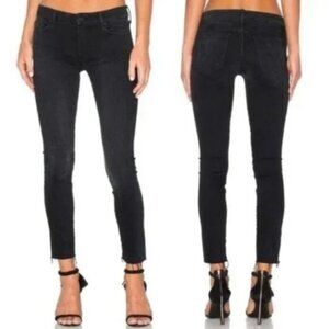 Mother High Waisted Looker Ankle Fray Blackbird Wash Jeans
